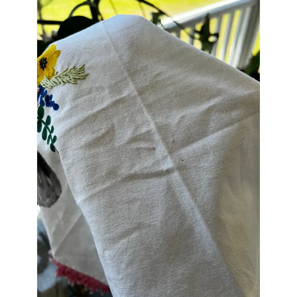 Anthropologie Mia Charro Embroidered Koala Animal Dish Towel 100% COTTON